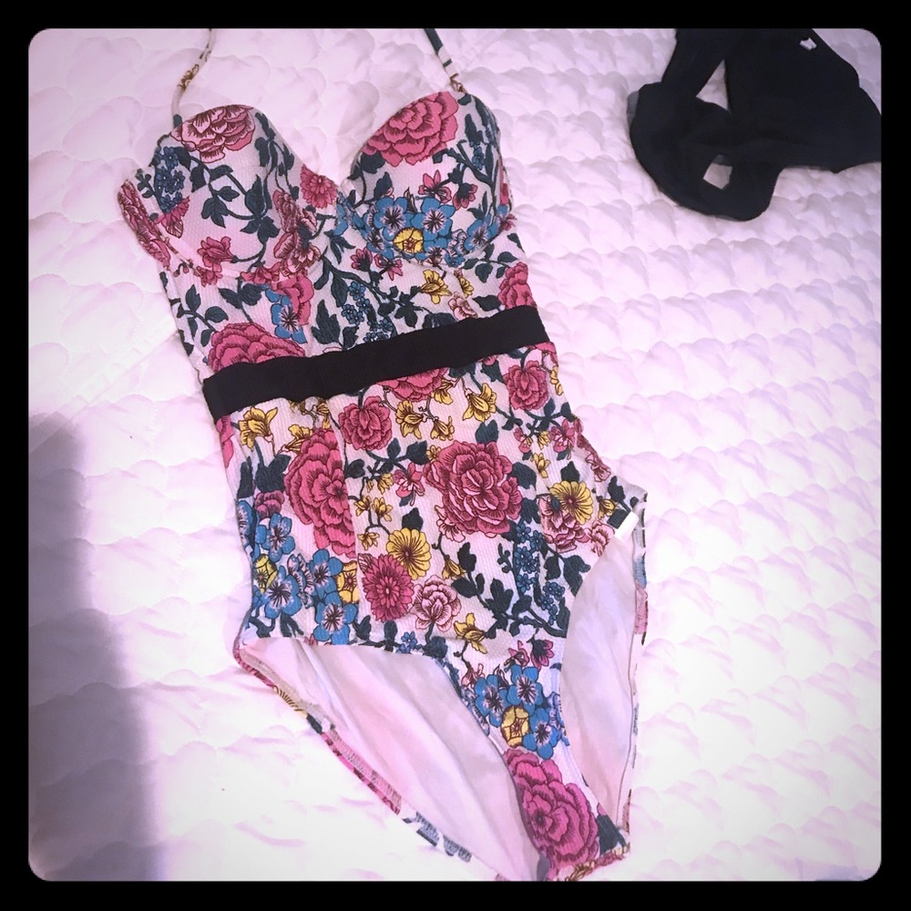 Top shop flower one piece swimsuit